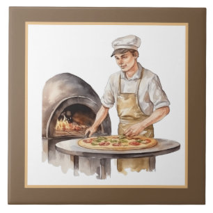 Cool man bakken Pizza home Zakelijk crafting Tegeltje