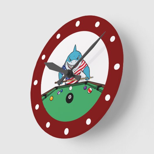 Cool Man Cave Pool Shark Wall Clocks Ronde Klok (Hoek)