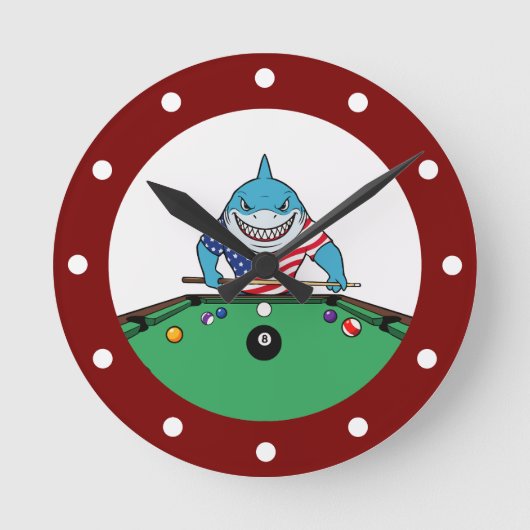 Cool Man Cave Pool Shark Wall Clocks Ronde Klok (Voorkant)