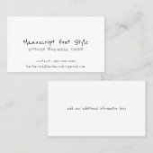 cool manuscript lettertype informeel wit visitekaartje (Voorkant / Achterkant)