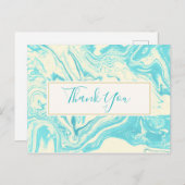 Cool Marble Design in Turquoise & Cream Dank u Briefkaart (Voorkant / Achterkant)
