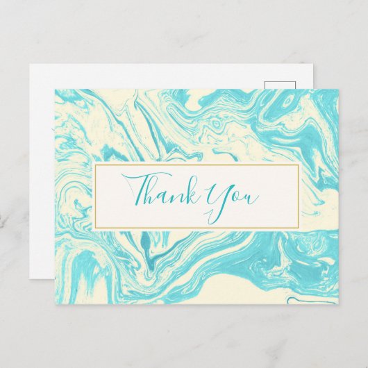 Cool Marble Design in Turquoise & Cream Dank u Briefkaart (Voorkant / Achterkant)