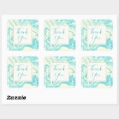 Cool Marble Design in Turquoise & Cream Dank u Vierkante Sticker (Vel)