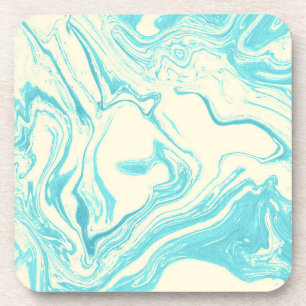 Cool Marble Design in Turquoise en Cream Bier Onderzetter