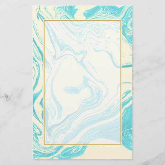 Cool Marble Design in Turquoise en Cream Briefpapier (Voorkant)