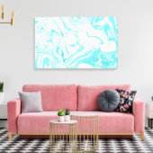 Cool Marble Design in Turquoise en Cream Canvas Afdruk (Insitu (Woonkamer))