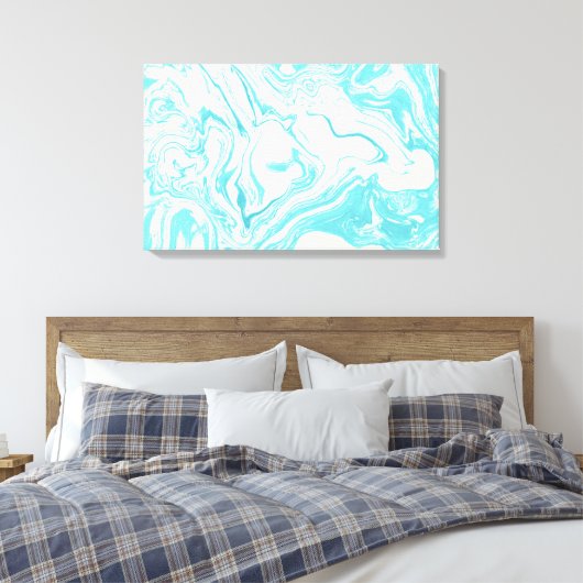 Cool Marble Design in Turquoise en Cream Canvas Afdruk (Insitu (Slaapkamer))