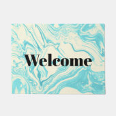 Cool Marble Design in Turquoise en Cream Deurmat (Voorkant)