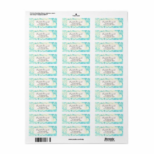 Cool Marble Design in Turquoise en Cream Etiket (Full Sheet)