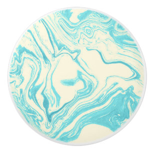 Cool Marble Design in Turquoise en Cream Keramische Knop