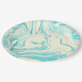 Cool Marble Design in Turquoise en Cream Papieren Bordje (Gekanteld)