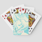 Cool Marble Design in Turquoise en Cream Pokerkaarten (Achterkant)