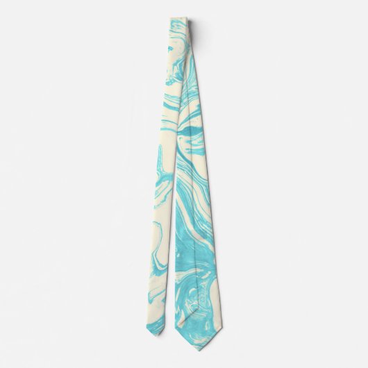 Cool Marble Design in Turquoise en Cream Stropdas (Achterkant)