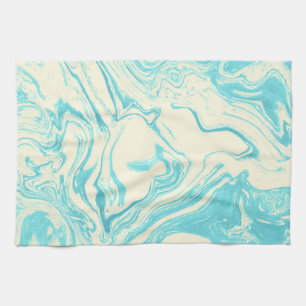 Cool Marble Design in Turquoise en Cream Theedoek