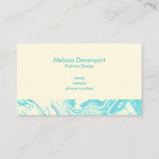 Cool Marble Design in Turquoise en Cream Visitekaartje (Achterkant)