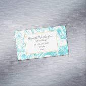 Cool Marble Design in Turquoise en Cream Visitekaartje Magneet (Voorbeeld)