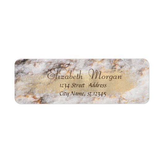 Cool Marble Granite Stone, Faux Gold Brush Stroke Etiket (Voorkant)