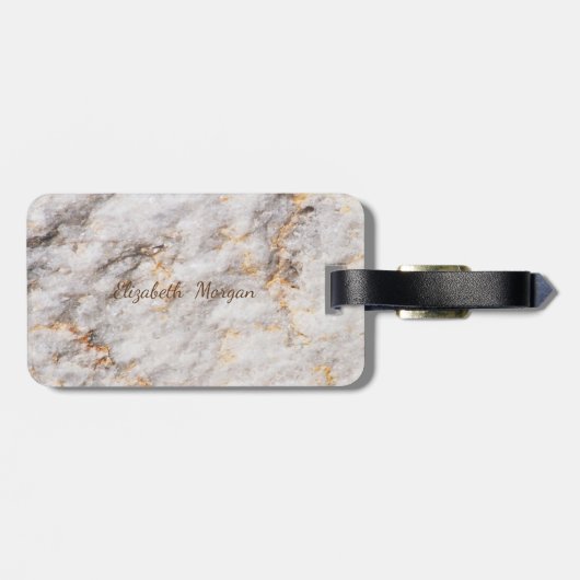 Cool Marble Granite Stone Texture, Monogram Bagagelabel (Achterkant horizontaal)