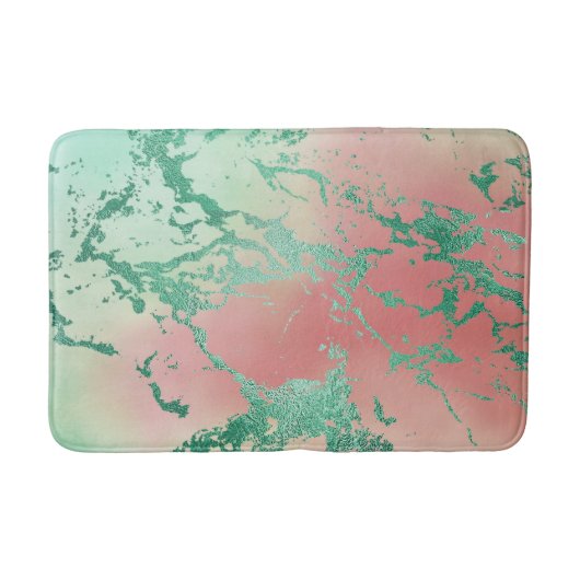Cool Marble | Mooie pastelkoraal en groene ombre Badmat (Voorkant)