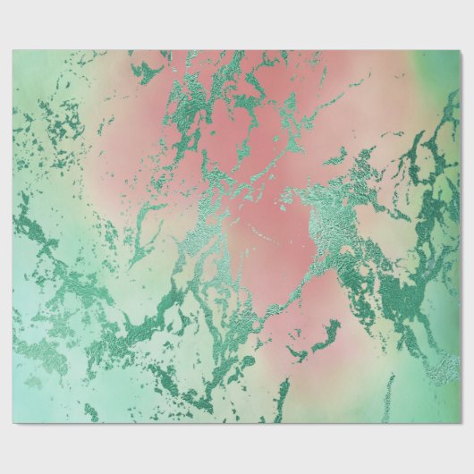 Cool Marble | Mooie pastelkoraal en groene ombre Cadeaupapier (Vlak)