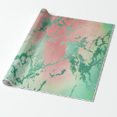Cool Marble | Mooie pastelkoraal en groene ombre Cadeaupapier (Uitgerold)