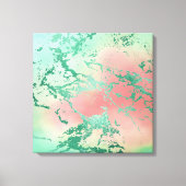 Cool Marble | Mooie pastelkoraal en groene ombre Canvas Afdruk (Voorkant)