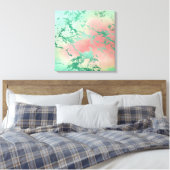 Cool Marble | Mooie pastelkoraal en groene ombre Canvas Afdruk (Insitu (Slaapkamer))