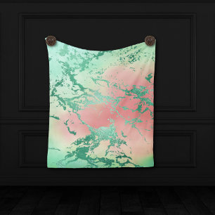 Cool Marble   Mooie pastelkoraal en groene ombre Fleece Deken