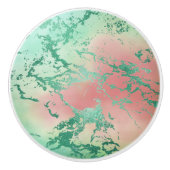 Cool Marble | Mooie pastelkoraal en groene ombre Keramische Knop (Voorkant)