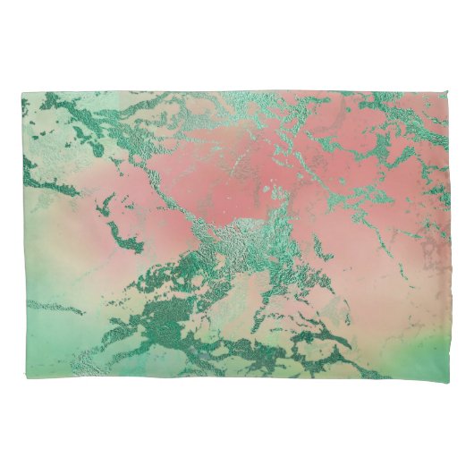 Cool Marble | Mooie pastelkoraal en groene ombre Kussensloop (Voorkant)