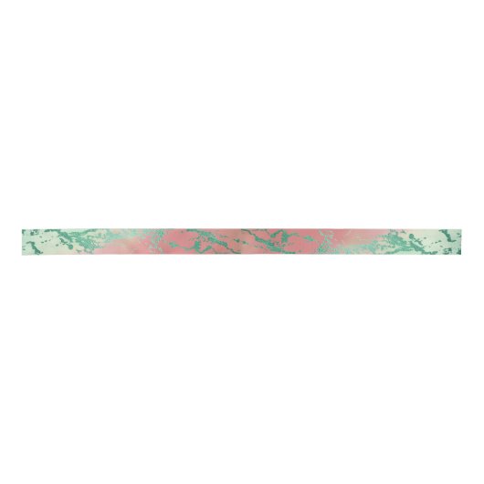 Cool Marble | Mooie pastelkoraal en groene ombre Lint (Voorkant)