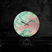 Cool Marble | Mooie pastelkoraal en groene ombre Ronde Klok