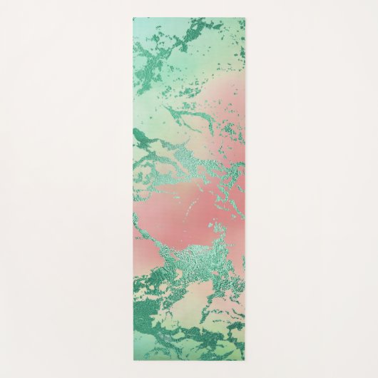 Cool Marble | Mooie pastelkoraal en groene ombre Yogamat (Voorkant)