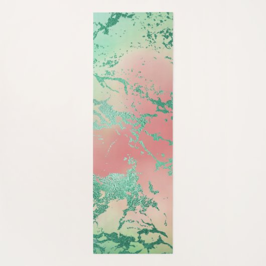 Cool Marble | Mooie pastelkoraal en groene ombre Yogamat (Achterkant)