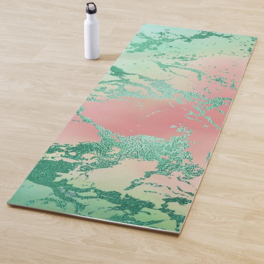 Cool Marble | Mooie pastelkoraal en groene ombre Yogamat (In situ)