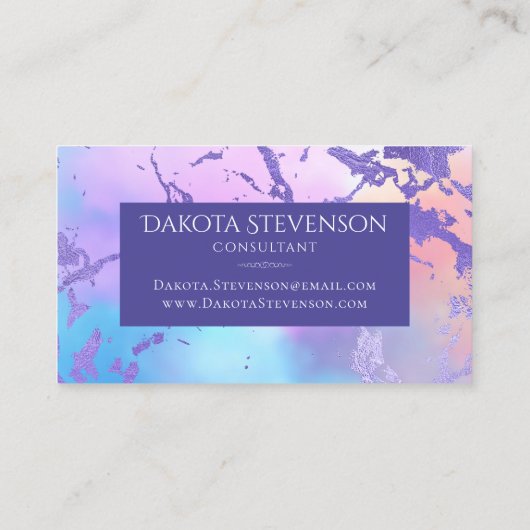 Cool Marble | Pastel Paars blauw roze monogram Visitekaartje (Achterkant)