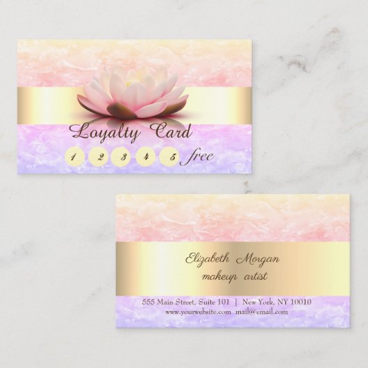 Cool Marble Stripe Lotus Loyalty Kaart (Voorkant / Achterkant)