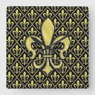 Cool Mardi Gras Fleur de Lis Design Vierkante Klok