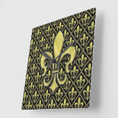 Cool Mardi Gras Fleur de Lis Design Vierkante Klok (Hoek)