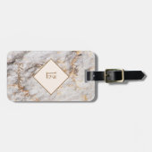 Cool Marmer Graniet Steen Textuur, Monogram Bagagelabel (Voorkant horizontaal)