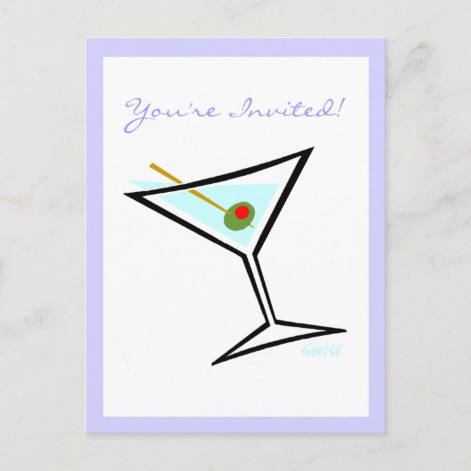 Cool Martini Glass Cocktail Party Invitation (Devant)