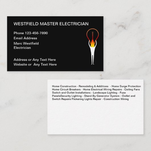Cool Master Electricien Carte de visite (Devant / Derrière)