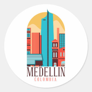 Cool Medellin Colombia stadsgezicht Ronde Sticker