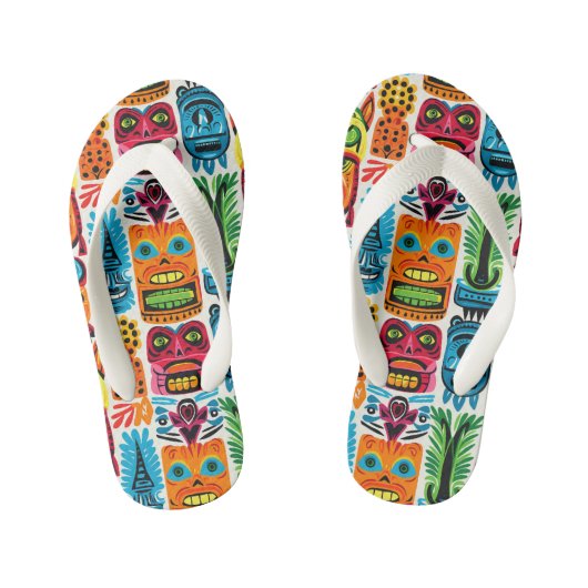 Cool meisje betegeld tiki strandpatroon Kind Kinder Teenslippers (Voetbed)