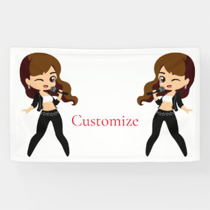 Cool Meisje Zingt Karaoke Thunder_Cove Spandoek