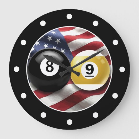 Cool Men's Man Cave Pool Room Wall Clocks Grote Klok (Voorkant)