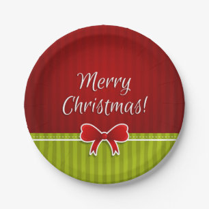 Cool Merry Christmas Design rood groen patroon Papieren Bordje