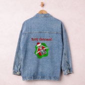 Cool Merry Christmas Skeleton Ornament Eyes Denim Jacket (Hangar)