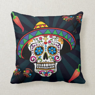 Cool Mexican Sugar Skull Pillow Kussen