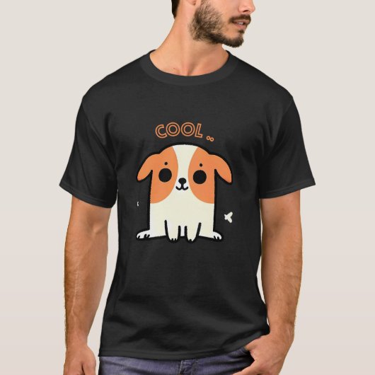 Cool mignon bébé chien design - T-shirt noir (Devant)